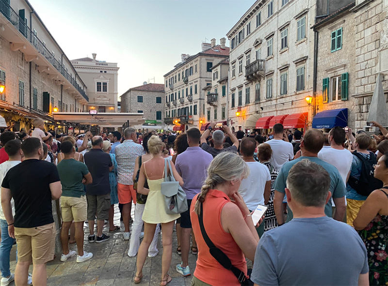 An impassable wall of tourists in high-season Kotor. Photo by Sean Thomas Knox.