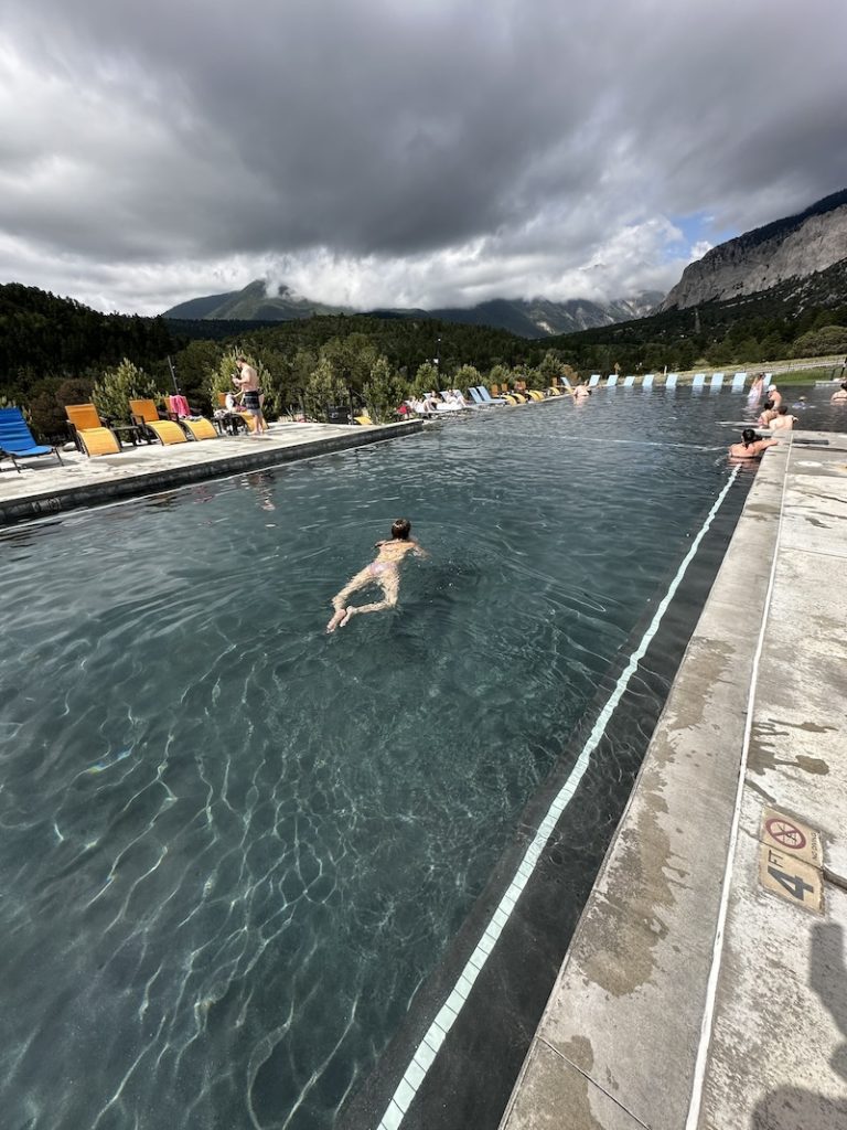 The author swimming at Mount Princeton Hot Springs.