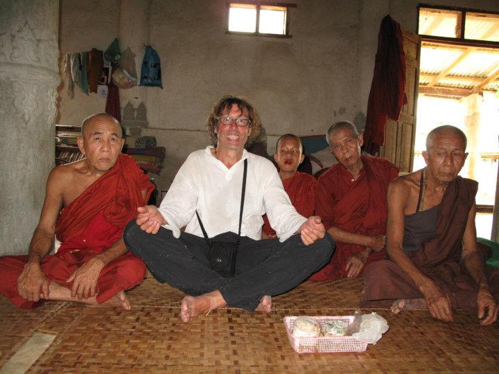 Jefre and some monks in Myanmar.