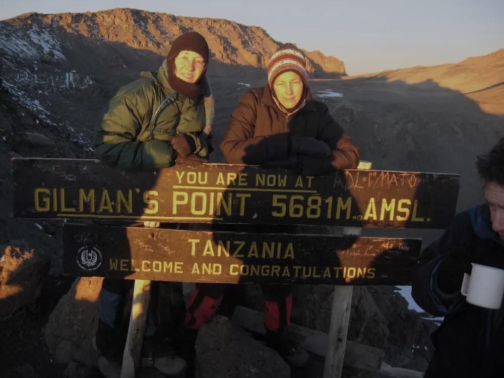 Terry and Jane at the Gilman‘s point summit.