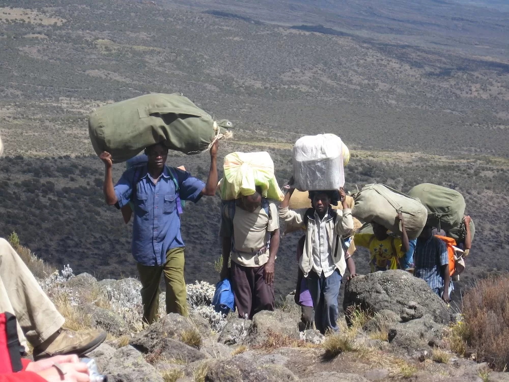 Our porters making their way along the Rongai Route.