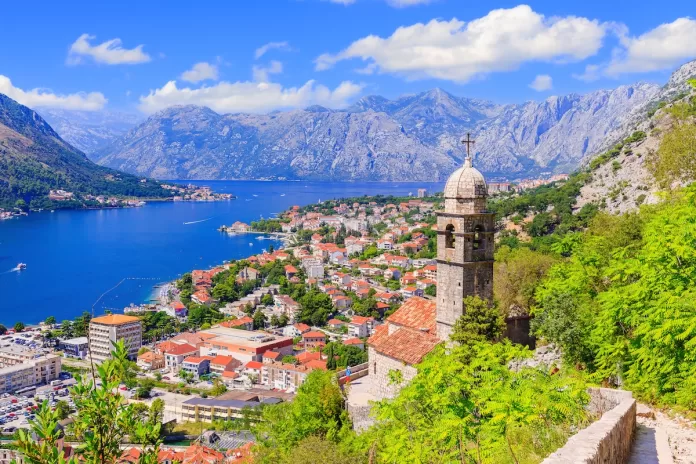 Kotor bay and Old Town from Lovcen Mountain. Montenegro