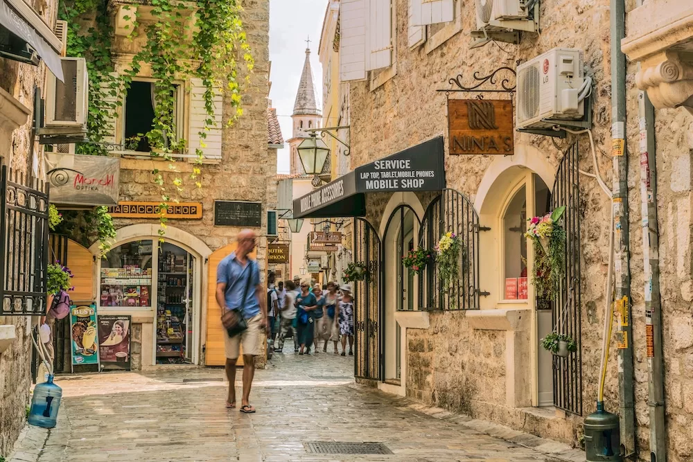 The Clock tower in Old Town Herceg Novi, Montenegro