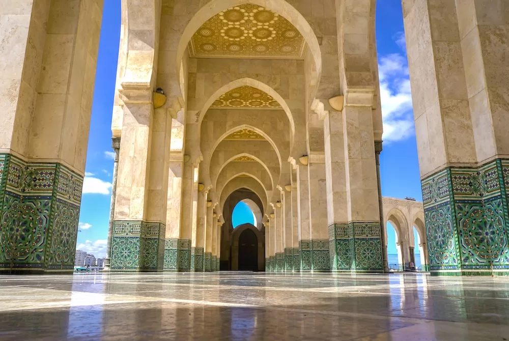 The famous historic Hassan II Mosque in Marrakech City, Morocco