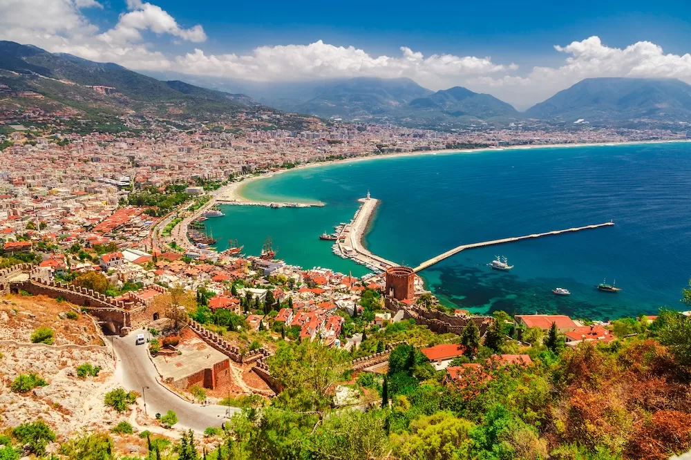 The Kizil Kule tower on the Alanya peninsula, Antalya, Turkey