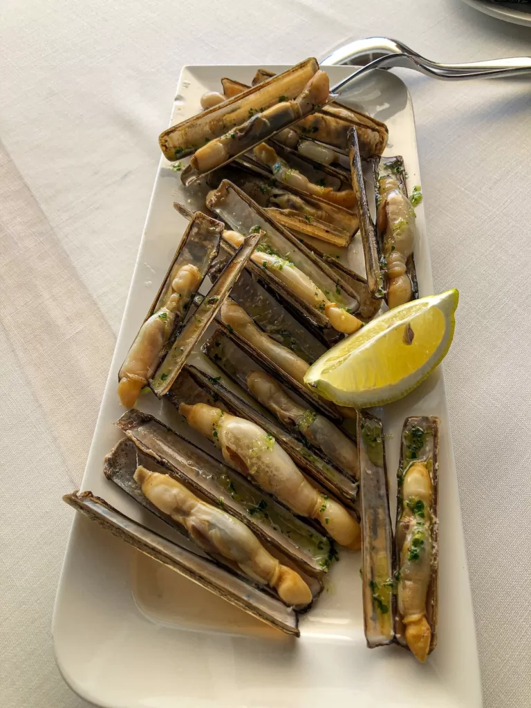 Succulent razor clams.