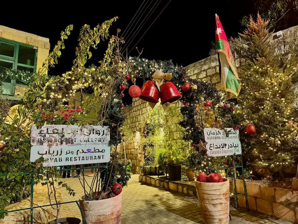 The entrance to the Fuheis Christmas market.