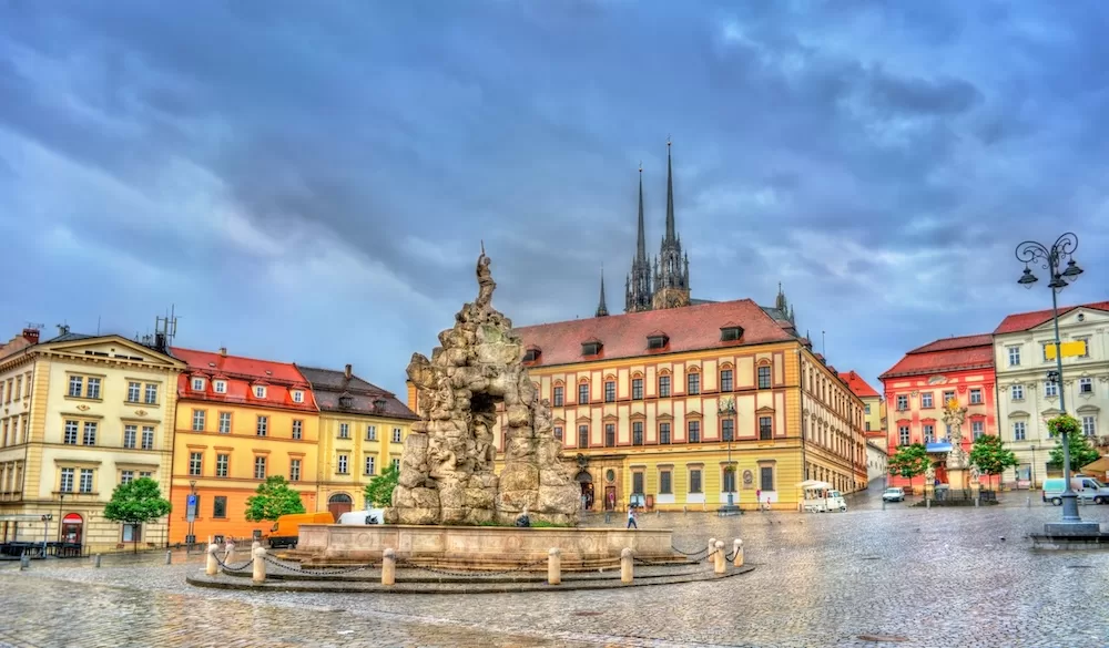 Parnas Fountain in the old town of Brno, Czech Republic.