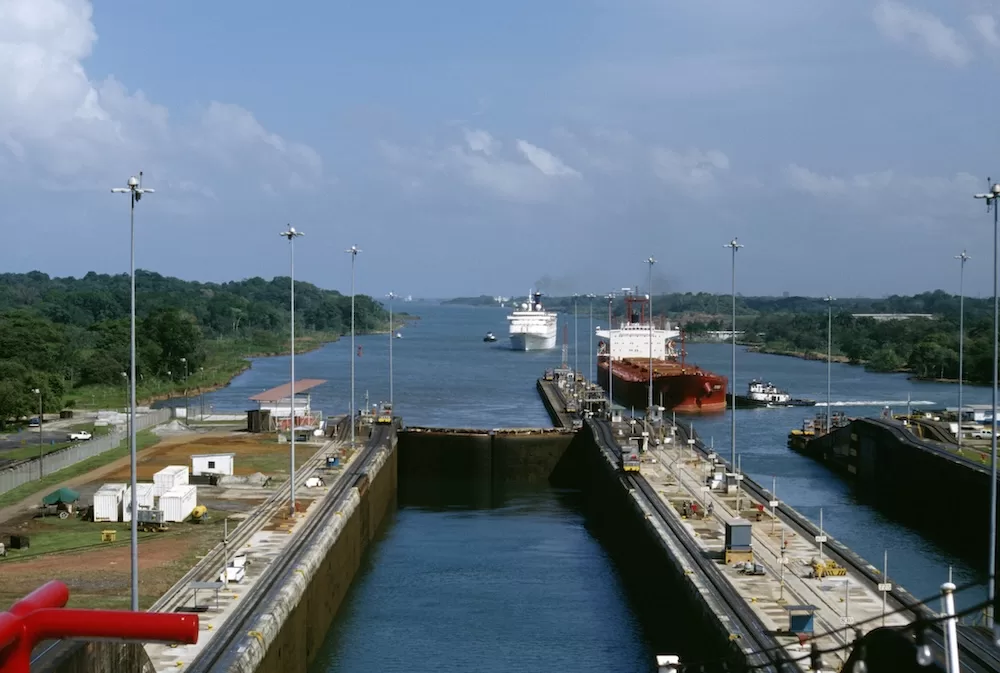 Ships entering Gatun Locks from the Atlantic in the Panama Canal. Photo courtesy of iStock/NNehring