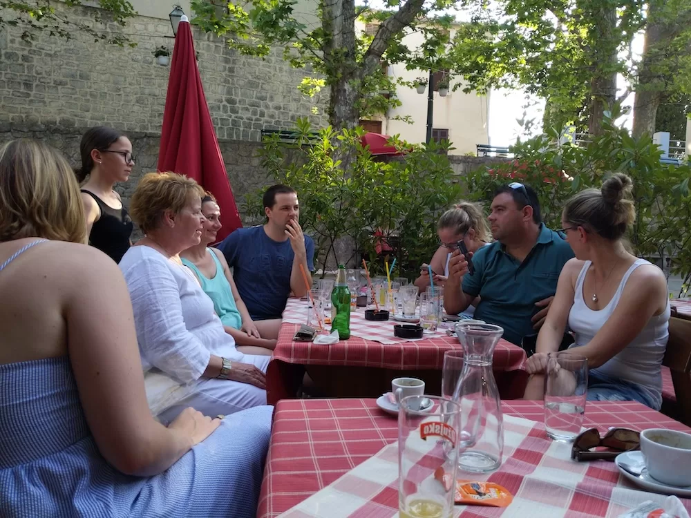 The immediate families and the Croatia cousins having lunch in Dobrinj.
