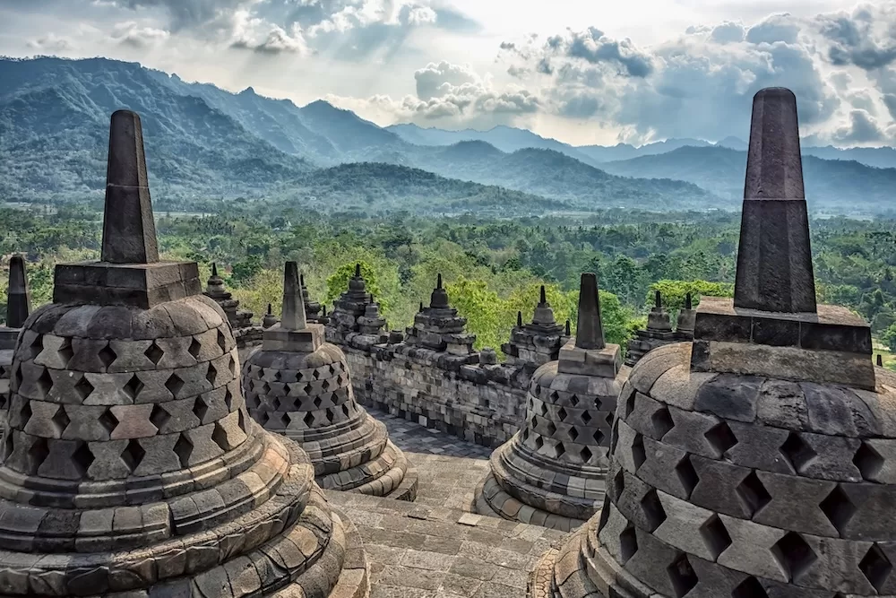 Borobudur temple in Java, Indonesia.