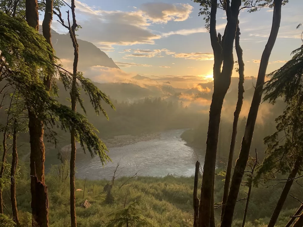 An unreal sunset seen from a hill near the cabin. 