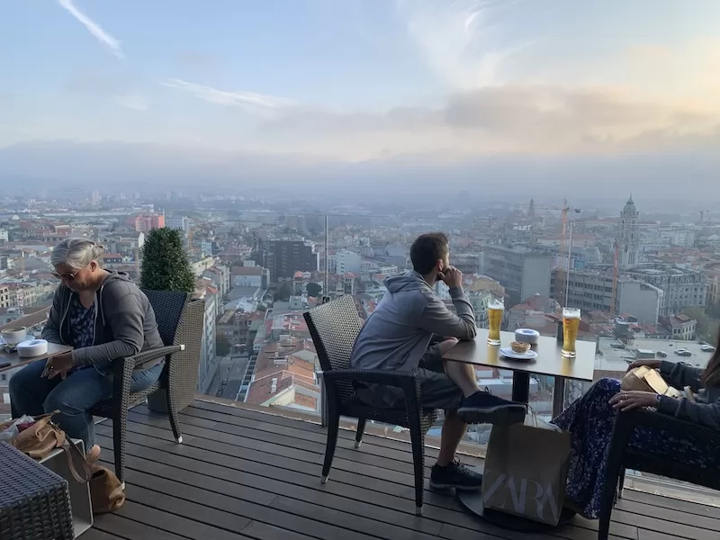 The rooftop bar on the the 17th floor of the Hotel Dom Henrique in Porto.