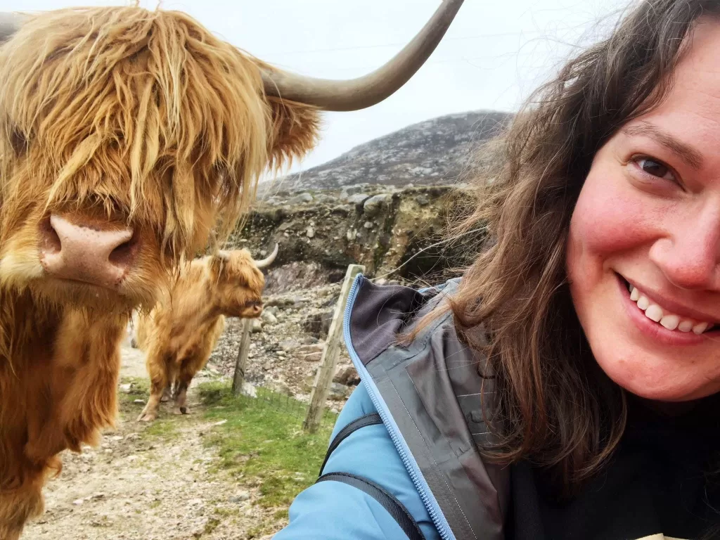 Making friends in Scotland.