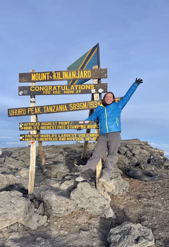 Reaching new heights—Chelsea at the summit of Mount Kilimanjaro, a defining moment in her travels.