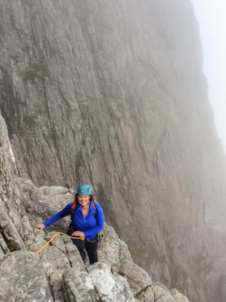 Climbing up Buachaille Etive Mor in Scotland.