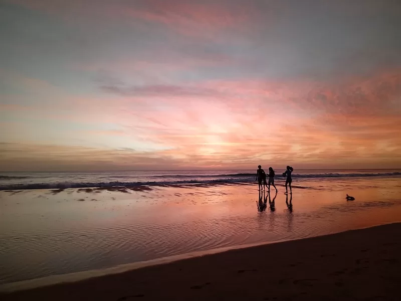 Family fun at sunset. 